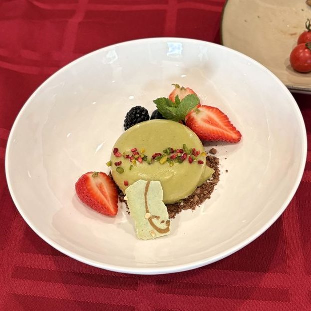 Pistachio dome with berries